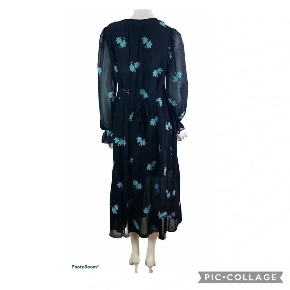 NEW TOPSHOP Idol Women's Size 6 Embellished Floral Long Midi Dress Chiffon - Picture 8 of 10